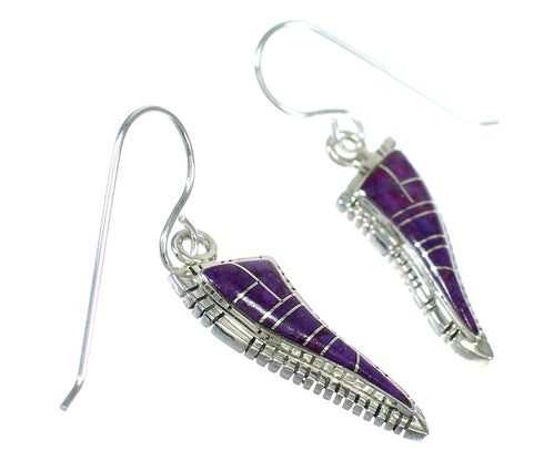 Sterling Silver And Magenta Turquoise Hook Dangle Earrings MX63759